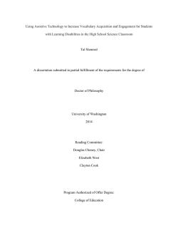 Using Assistive Technology to Increase Vocabulary Acquisition and Engagement for... with Learning Disabilities in the High School Science Classroom