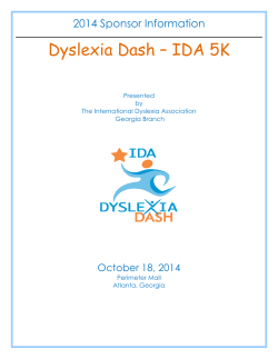 Dyslexia Dash – IDA 5K 2014 Sponsor Information  October 18, 2014
