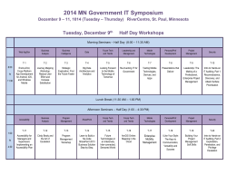 2014 MN Government IT Symposium  Tuesday, December 9 Half Day Workshops