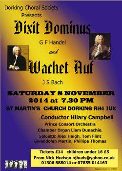 Dixit Dominus Wachet Auf and Dorking Choral Society