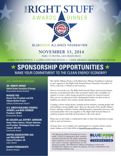 SPONSORSHIP OPPORTUNITIES NOVEMBER 13, 2014 2014 HONOREES INCLUDE: