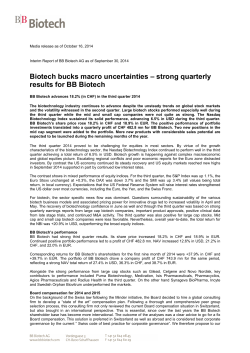 Biotech bucks macro uncertainties – strong quarterly results for BB Biotech