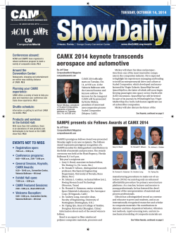 CAMX 2014 keynote transcends aerospace and automotive Conferences abound: Around the