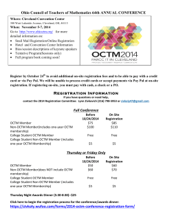 Ohio Council of Teachers of Mathematics 64th ANNUAL CONFERENCE