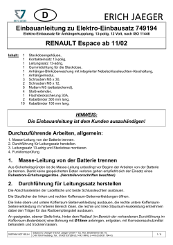 Einbauanleitung zu Elektro-Einbausatz 749194 RENAULT Espace ab 11/02