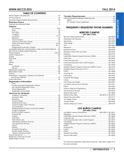 FALL 2014 WWW.MCCD.EDU TABLE OF CONTENTS Transfer Requirements