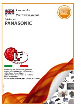 PANASONIC Microwave ovens Spare parts for: Suitable for: