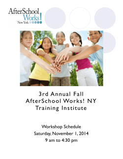 3rd Annual Fall AfterSchool Works! NY Training Institute