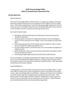 SUNY Oneonta Budget Office 2014-15 Comprehensive Assessment Plan