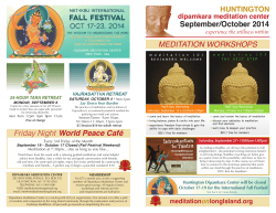 September/October 2014 HUNTINGTON MEDITATION WORKSHOPS dipamkara meditation center