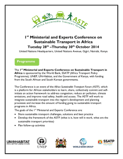 1 Ministerial and Experts Conference on Sustainable Transport in Africa Tuesday 28