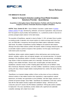 Epicor to Acquire Industry Leading Cloud Retail Analytics