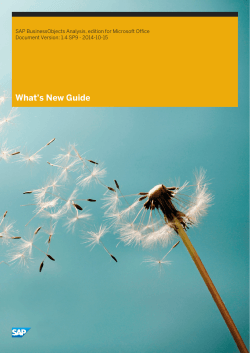 What's New Guide SAP BusinessObjects Analysis, edition for Microsoft Office