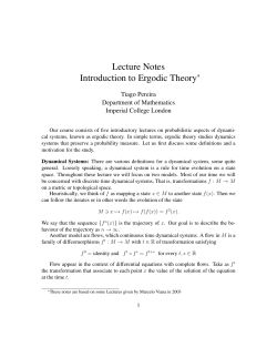Lecture Notes Introduction to Ergodic Theory ∗ Tiago Pereira