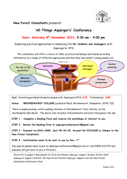 ‘All Things Asperger’s’ Conference presents New Forest Consultants :