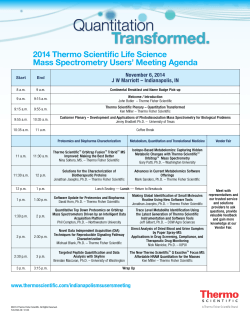 2014 Thermo Scientific Life Science Mass Spectrometry Users’ Meeting Agenda