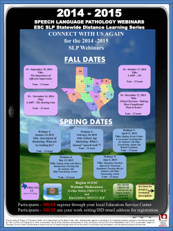 2014 - 2015 FALL DATES CONNECT WITH US AGAIN for the 2014 -2015