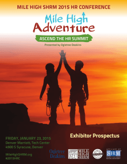 Exhibitor Prospectus MILE HIGH SHRM 2015 HR CONFERENCE FRIDAY, JANUARY 23, 2015