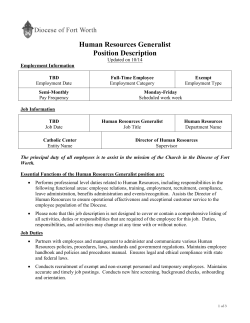 Human Resources Generalist Position Description
