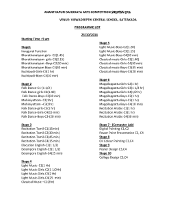 ANANTHAPURI SAHODAYA ARTS COMPETITION VENUE: VISWADEEPTHI CENTRAL SCHOOL, KATTAKADA PROGRAMME LIST