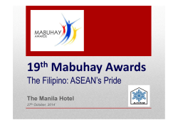 19 Mabuhay Awards The Filipino: ASEAN’s Pride th
