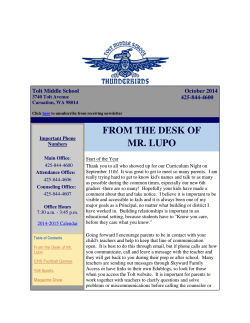 FROM THE DESK OF MR. LUPO  Tolt Middle School