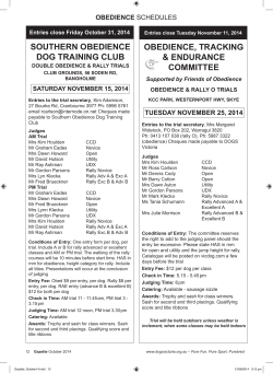 SOUTHERN OBEDIENCE OBEDIENCE, TRACKING DOG TRAINING CLUB &amp; ENDURANCE