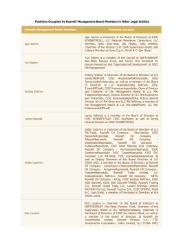 Positions Occupied by Rosneft Management Board Members in Other Legal... Rosneft Management Board Members Positions occupied