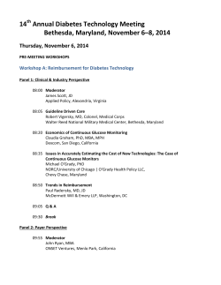 14 Annual Diabetes Technology Meeting Bethesda, Maryland, November 6–8, 2014