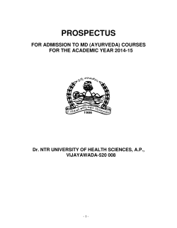 PROSPECTUS FOR ADMISSION TO MD (AYURVEDA) COURSES FOR THE ACADEMIC YEAR 2014-15