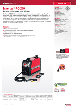 Invertec PC-210 ® Portable cutting power up to 8/10 mm