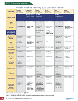 2015 Editorial Calendar Modern Materials Handling 2015 Editorial Calendar Issue Date