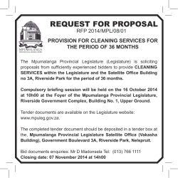 REQUEST FOR PROPOSAL RFP 2014/MPL/08/01 PROVISION FOR CLEANING SERVICES FOR