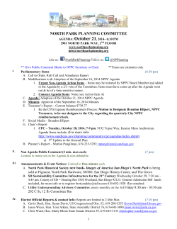 October 21 NORTH PARK PLANNING COMMITTEE