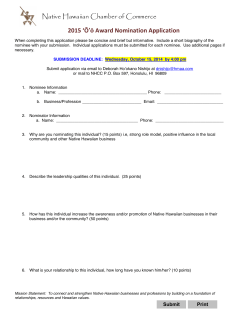 Native Hawaiian Chamber of Commerce  2015 ‘Ō’ō Award Nomination Application