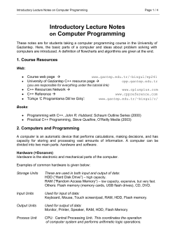 Introductory Lecture Notes Computer Programming on