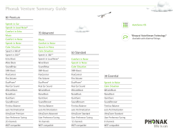 Phonak Venture Summary Guide 90 Premium 70 Advanced
