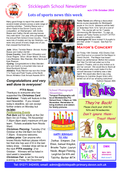 Sticklepath School Newsletter Lots of sports news this week