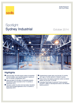 Spotlight Sydney Industrial October 2014 Highlights