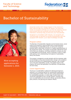 Bachelor of Sustainability Faculty of Science and Technology