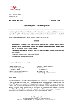 Corporate Update – Positioning to Drill ASX Release (ASX: SWE)  21