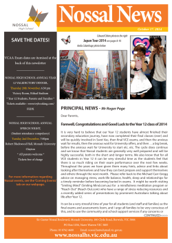Nossal News SAVE THE DATES!