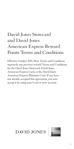 David Jones Storecard and David Jones American Express Reward Points Terms and Conditions