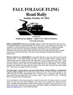 FALL FOLIAGE FLING Road Rally Sunday October 19, 2014