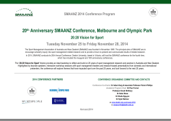 20 Anniversary SMAANZ Conference, Melbourne and Olympic Park