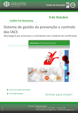 Sistema de gestão da prevenção e controlo das IACS formar para inovar!