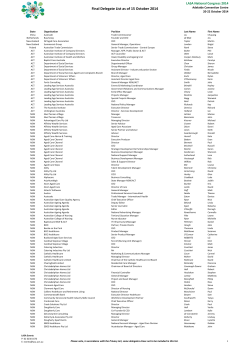 Final Delegate List as of 15 October 2014 Adelaide Convention Centre