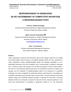 RESPONSIVENESS TO KNOWLEDGE AS KEY DETERMINANT OF COMPETITIVE ADVANTAGE A RESOURCE-BASED STUDY