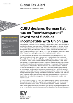CJEU declares German flat tax on ”non-transparent“ investment funds as