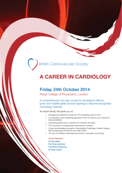 A CAREER IN CARDIOLOGY Friday 24th October 2014
